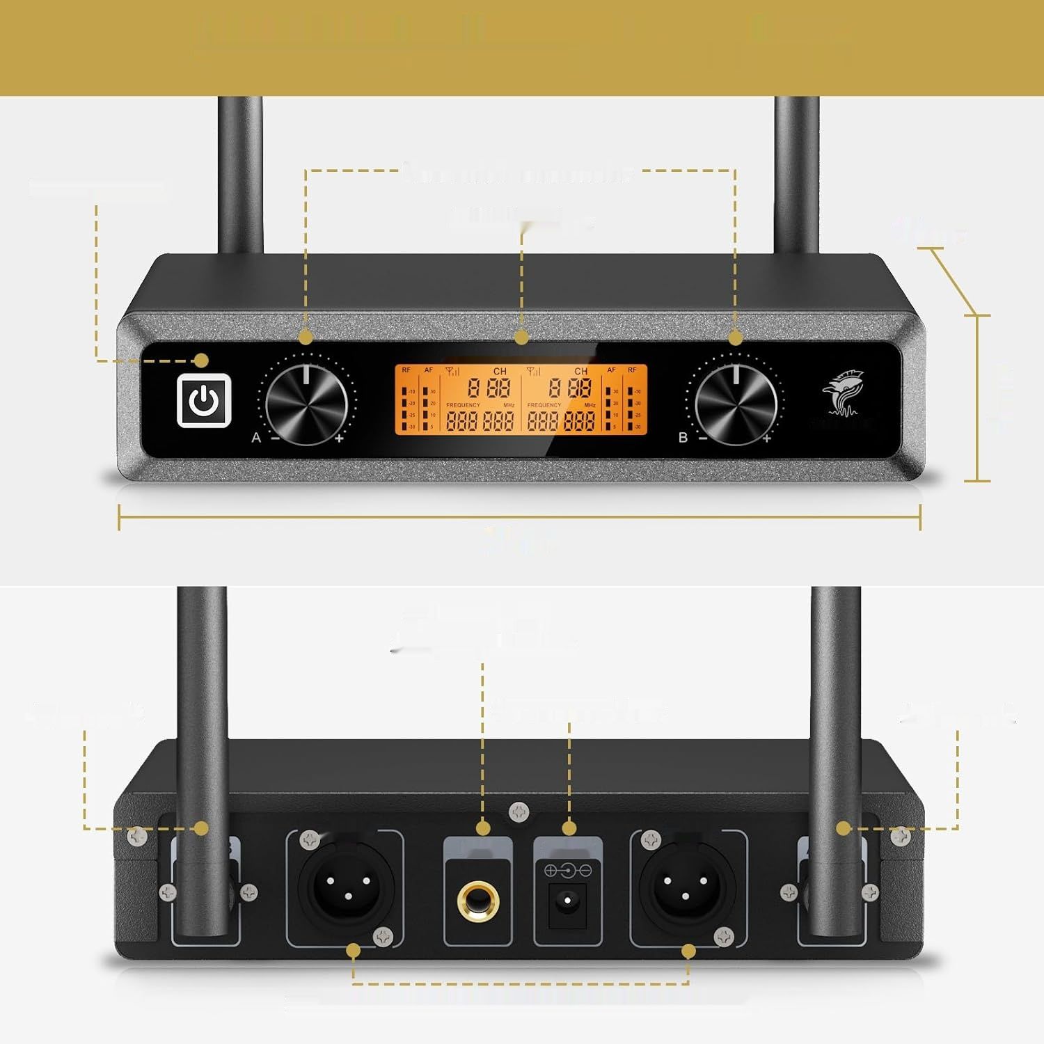 TONOR Mikrofon UHF Podwójny, System Ręczny, TW820, Czarny, 60m