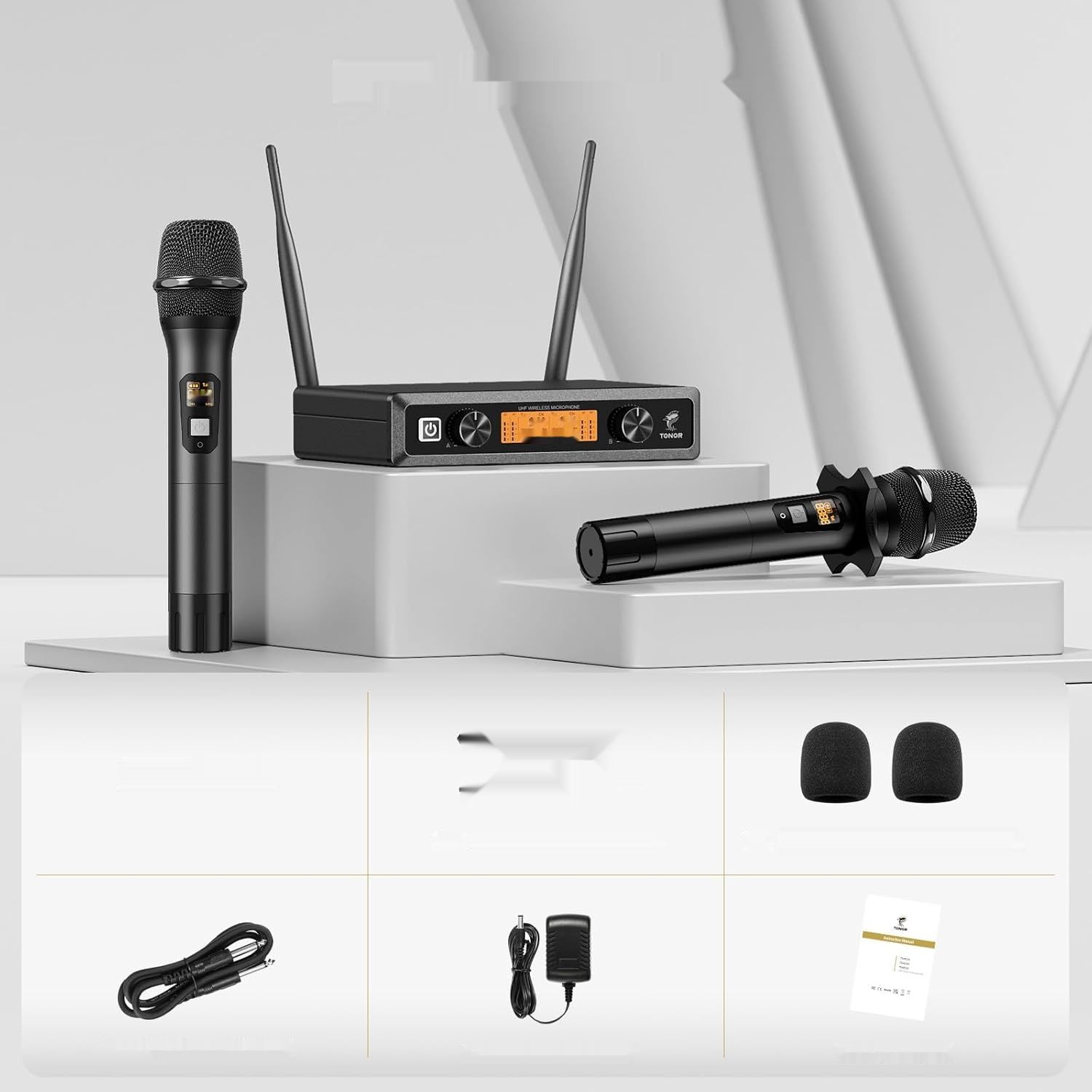 TONOR Mikrofon UHF Podwójny, System Ręczny, TW820, Czarny, 60m