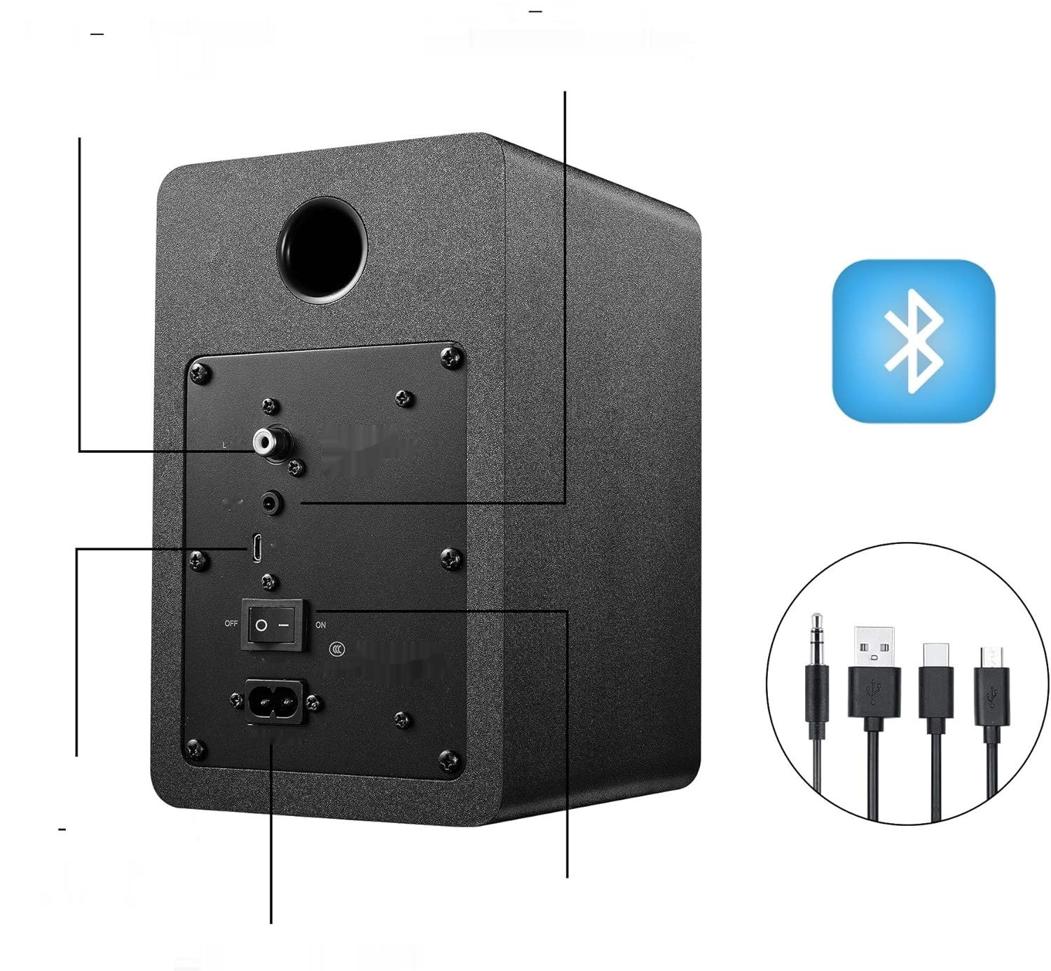 Sanyun SW208 3&quot; Aktywne Głośniki Bluetooth 5.0, 60W, DAC 24-Bit, Czarny