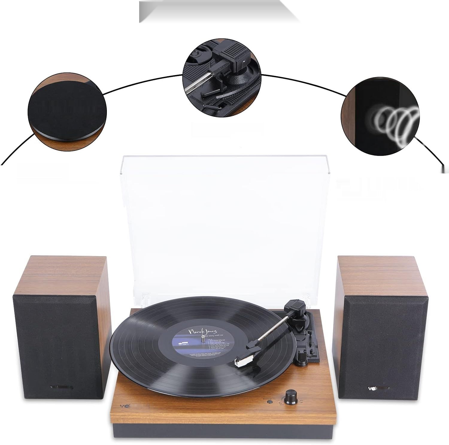 Vosterio Gramofon Winylowy 3 prędkości, Bluetooth, głośnik 2x15W RMS
