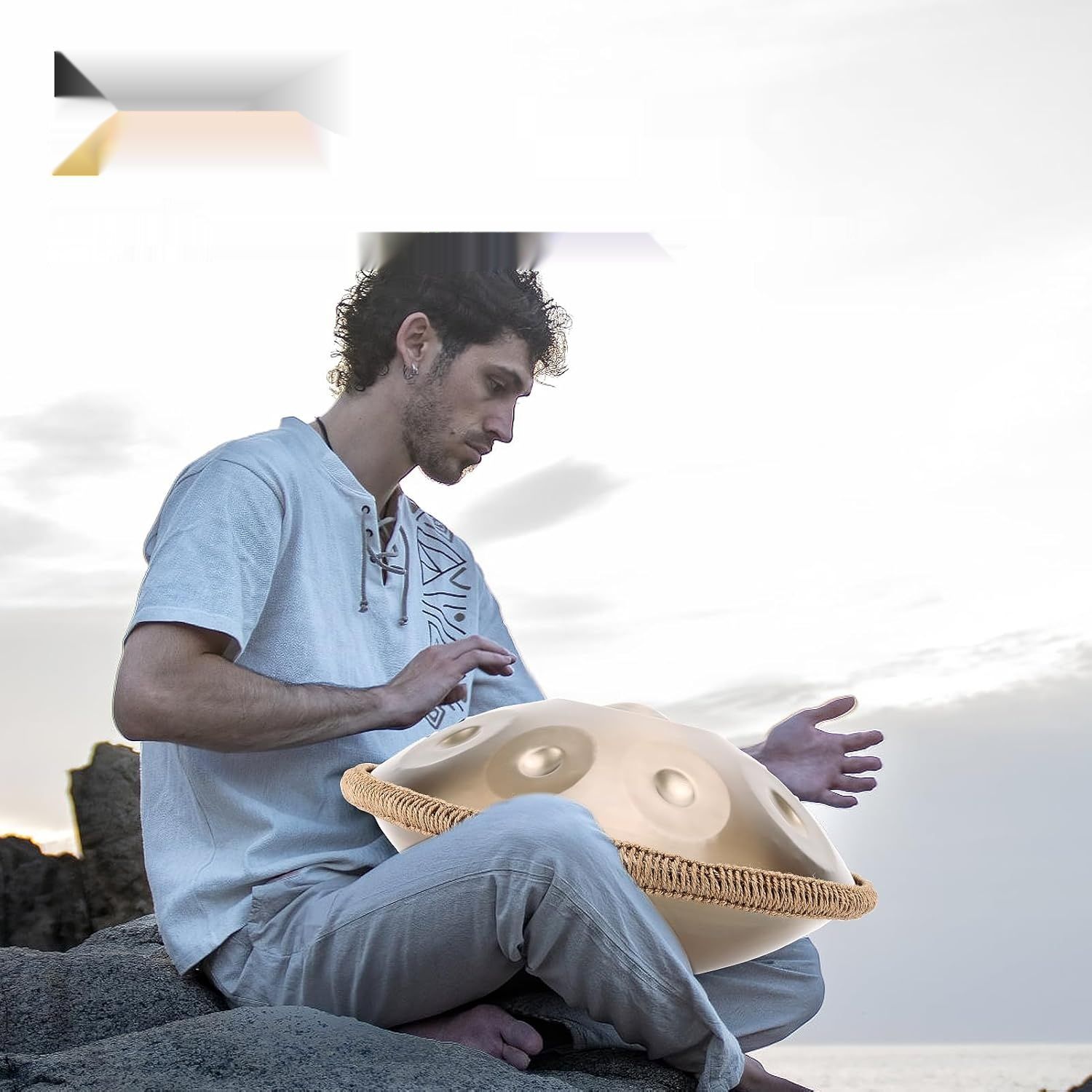 Handpan Drum, 12 Tonów 22-calowy Stalowy Instrument 440/432Hz Złoty