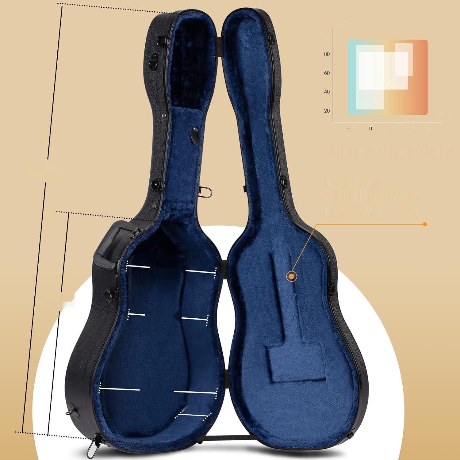 CAHAYA CY0248 futerał na gitarę akustyczną 41&quot;, czarny, ABS, wodoszczelny.
