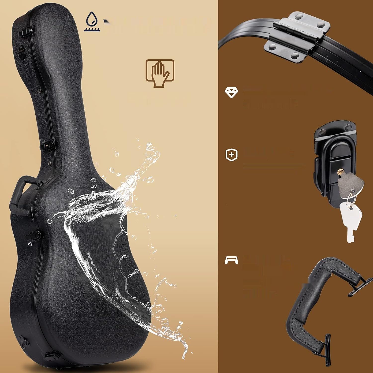CAHAYA CY0248 futerał na gitarę akustyczną 41&quot;, czarny, ABS, wodoszczelny.