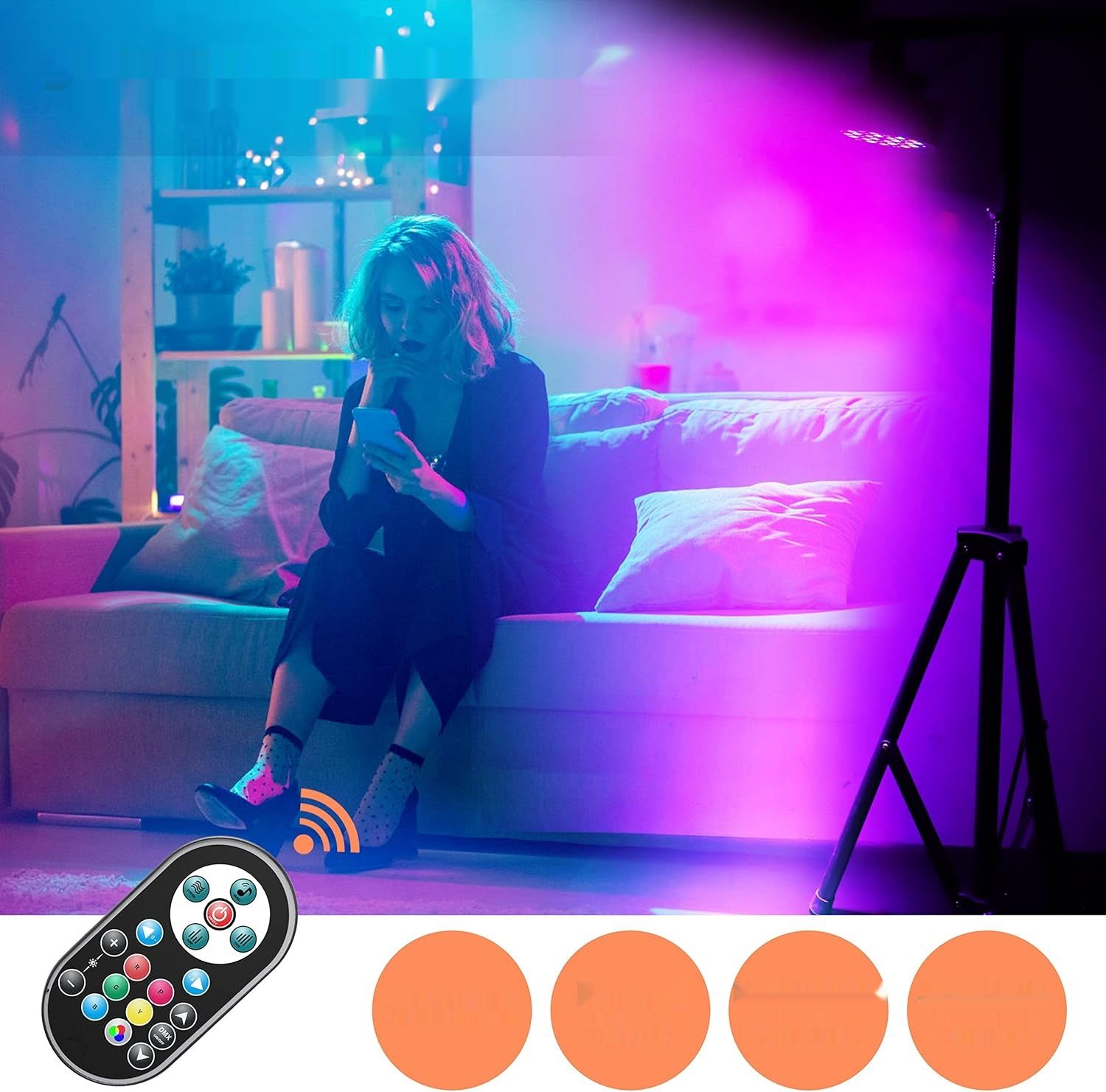 U`King Zestaw 10 Reflektorów LED Par, 36 LED RGB, z Pilotem, Ruchoma Głowica