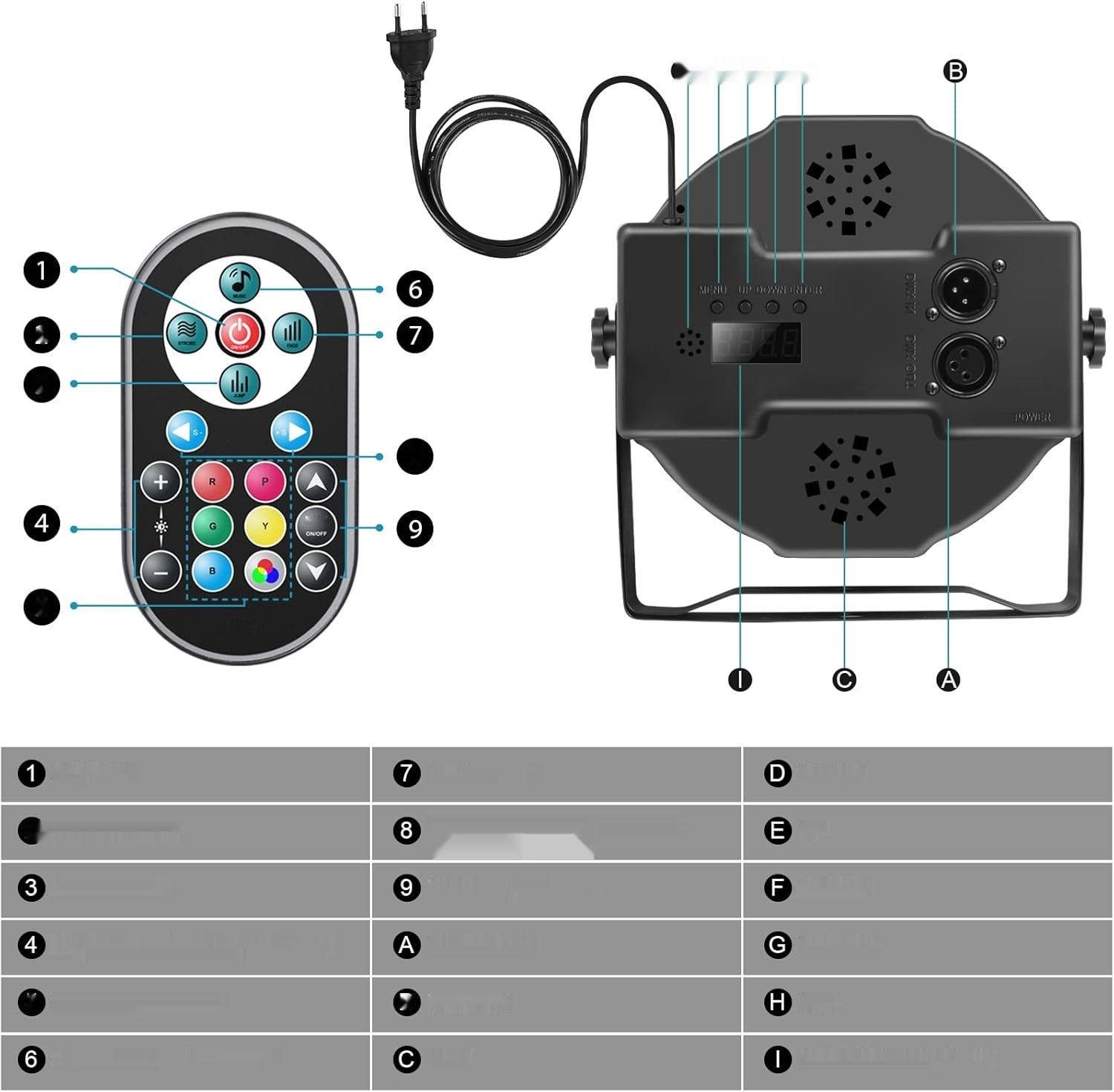 U`King Zestaw 10 Reflektorów LED Par, 36 LED RGB, z Pilotem, Ruchoma Głowica