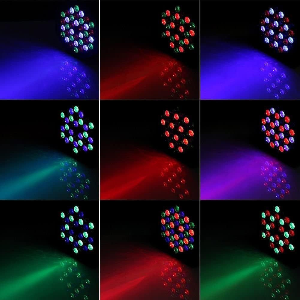 Zestaw 8 reflektorów LED RGB U`King, 36 diod LED, z pilotem.