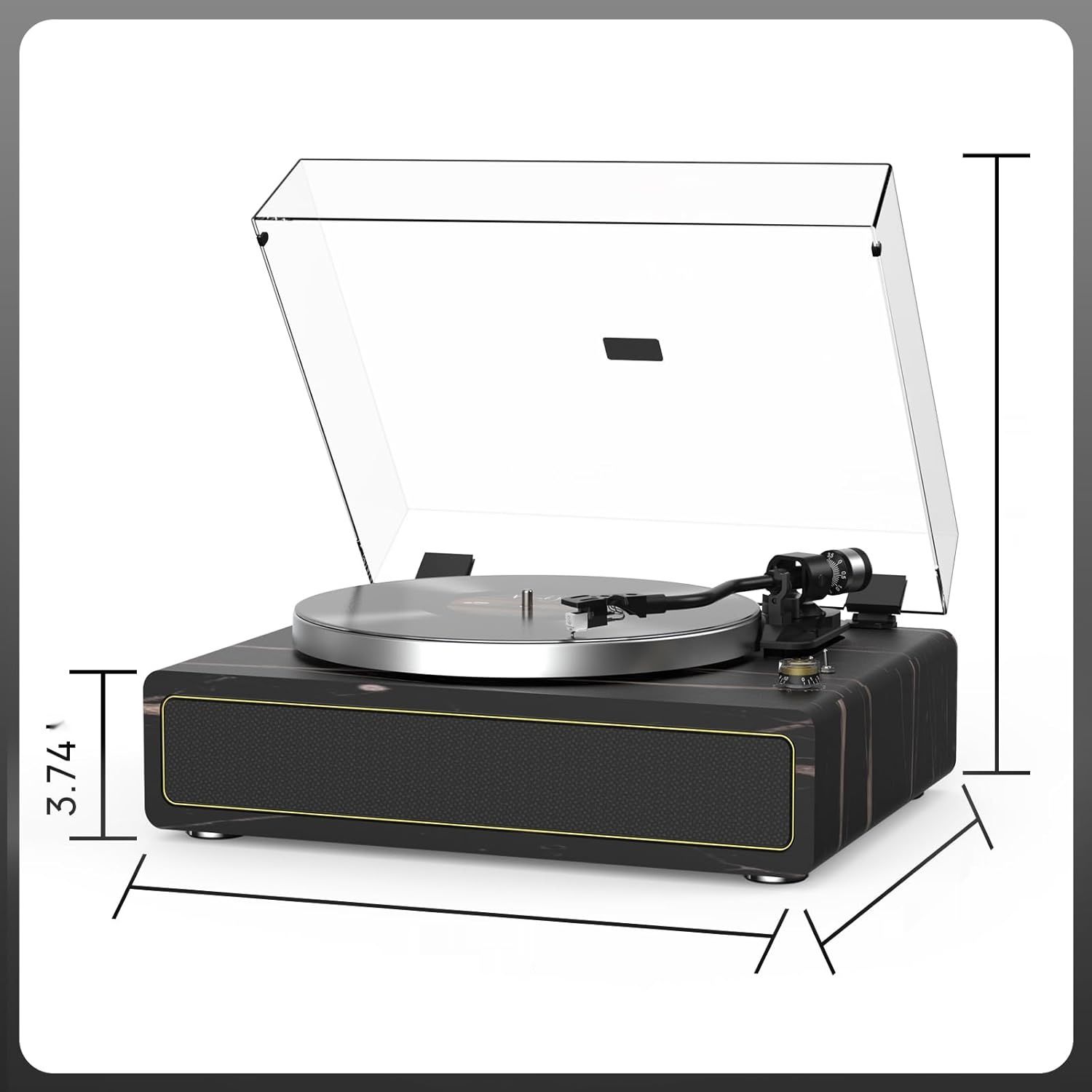 Gramofon Winylowy z Bluetooth, automatyczne zatrzymanie, 33/45 rpm.