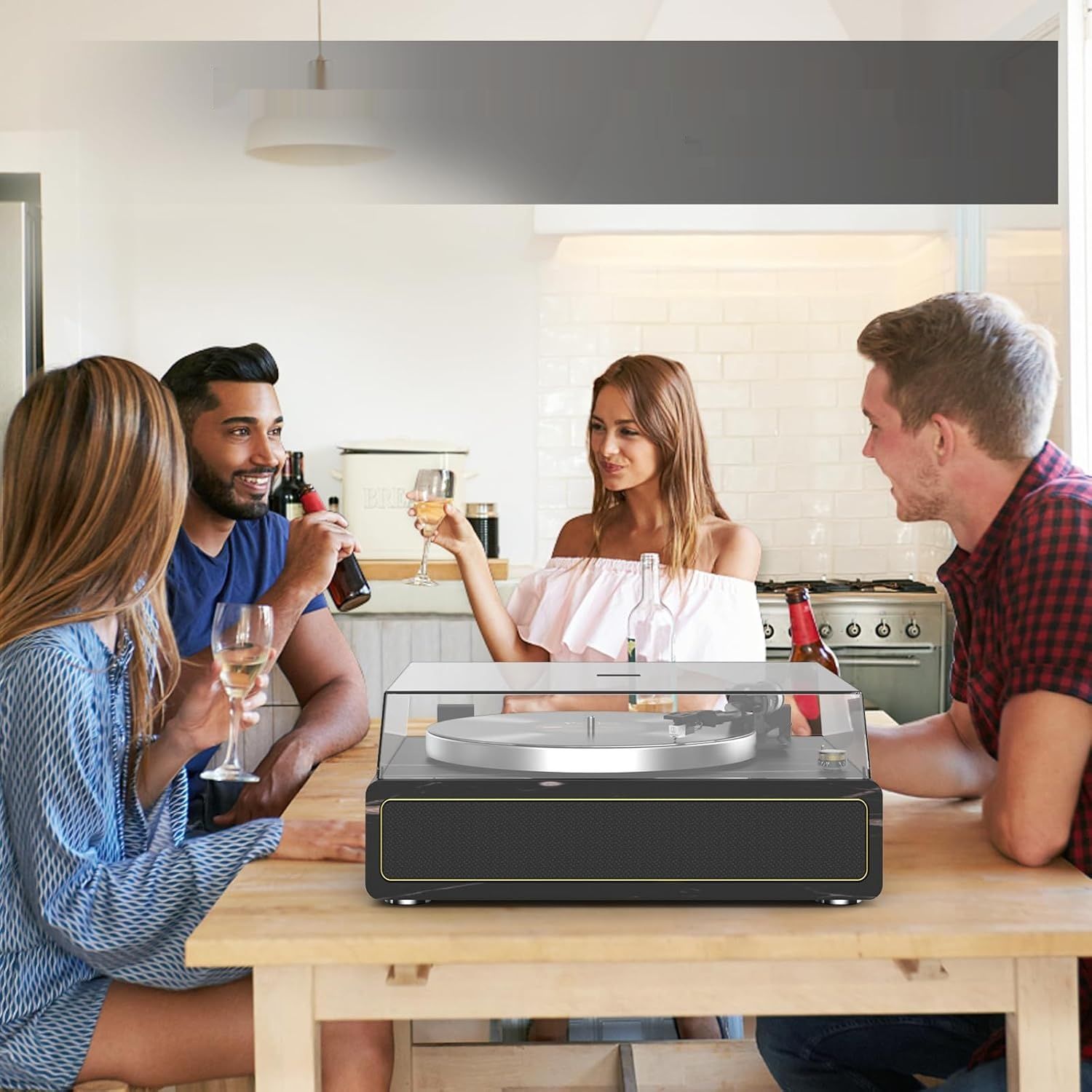 Gramofon Winylowy z Bluetooth, automatyczne zatrzymanie, 33/45 rpm.