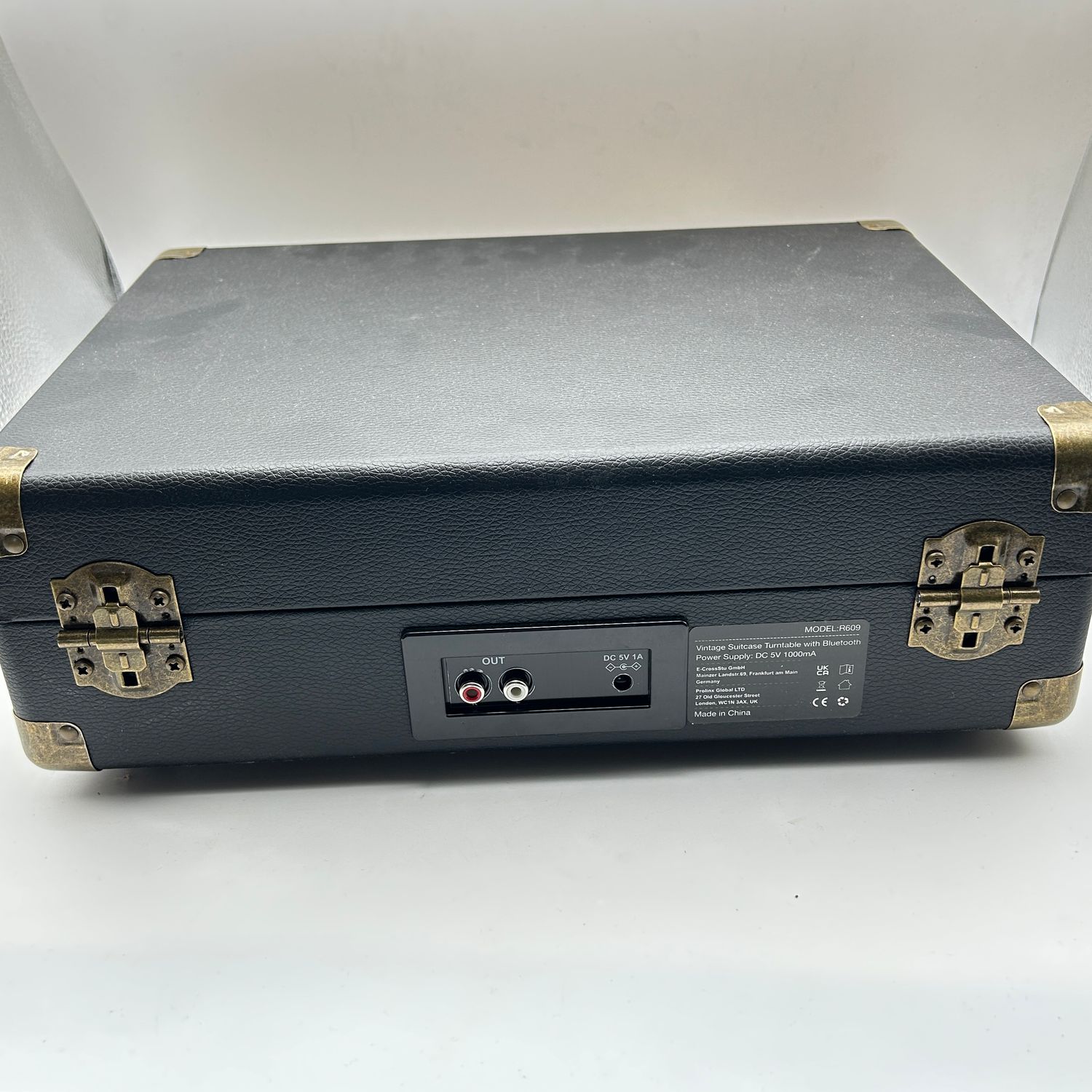 Gramofon 3 prędkości 33/45/78 RPM, przenośny z Bluetooth, wbud. głośniki.