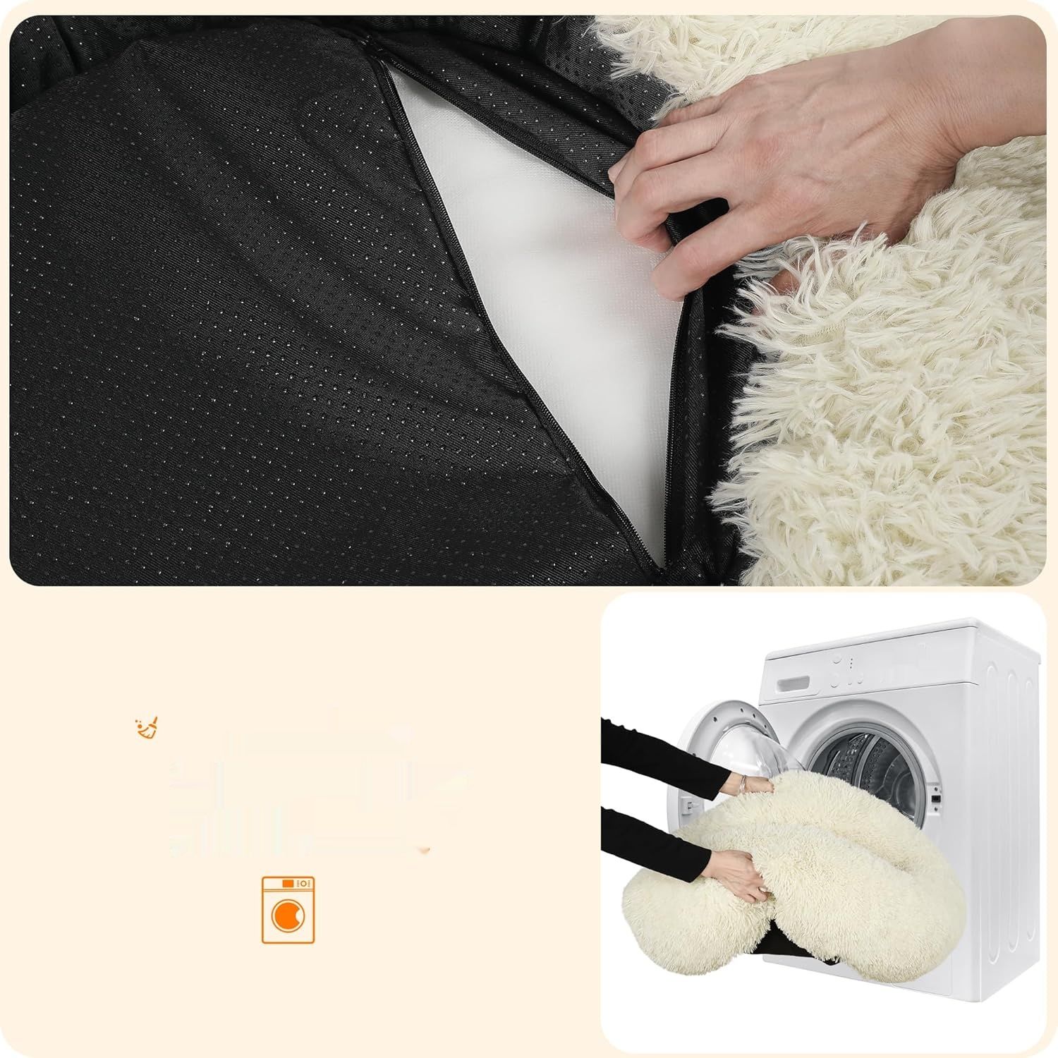 HMTOPE Ortopedyczne Legowisko dla Psa, Okrągła Sofa, Średnica 70 cm, Beżowy