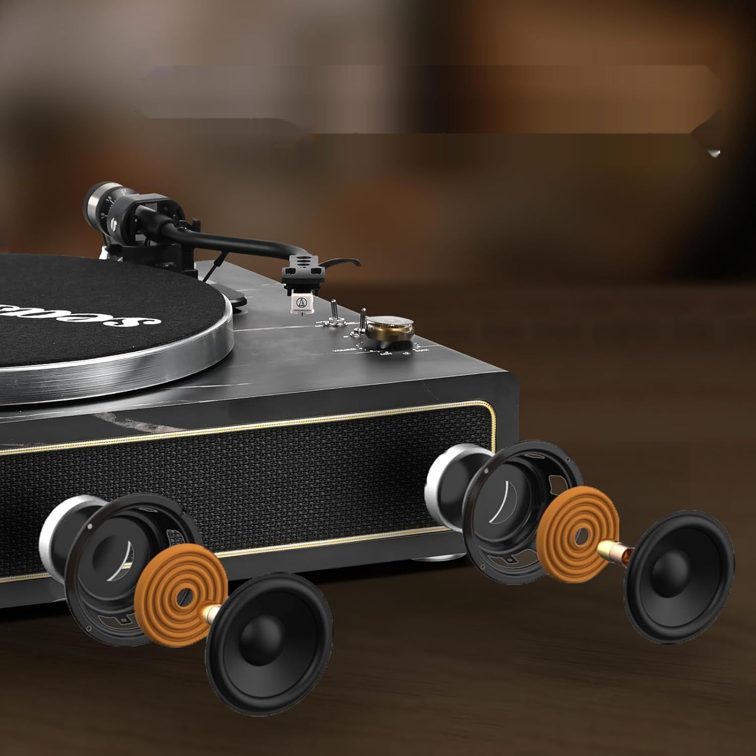 Gramofon Winylowy z Bluetooth, automatyczne zatrzymanie, 33/45 rpm.