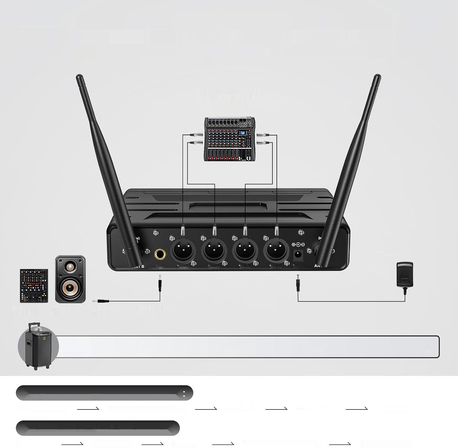 Bezprzewodowy zestaw TONOR UHF, mikrofon 4x5, zasięg 60 m, TW364