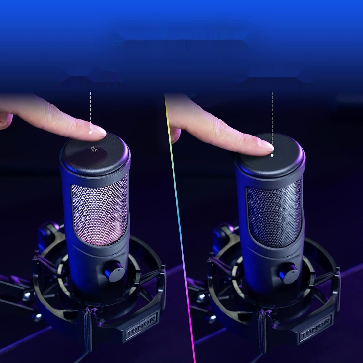 TONOR RGB USB Mikrofon TC40 RGB, do gier, podcastów, PC, PS4/5, wyciszenie