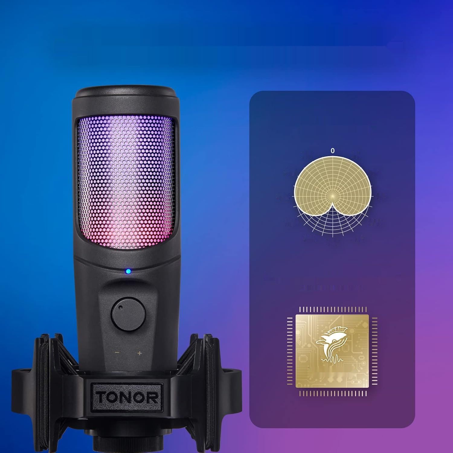 TONOR RGB USB Mikrofon TC40 RGB, do gier, podcastów, PC, PS4/5, wyciszenie