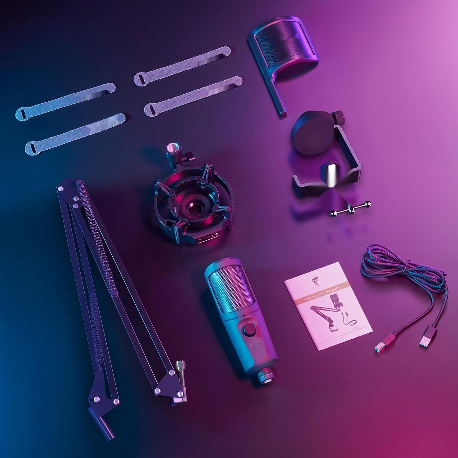 TONOR RGB USB Mikrofon TC40 RGB, do gier, podcastów, PC, PS4/5, wyciszenie