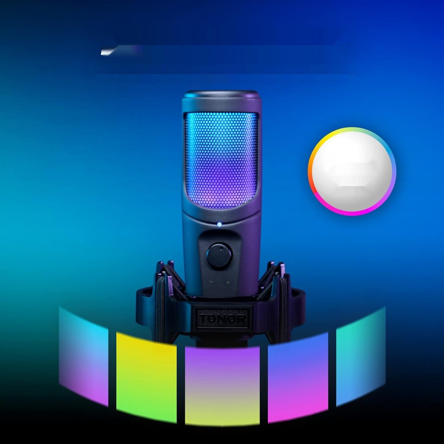 TONOR RGB USB Mikrofon TC40 RGB, do gier, podcastów, PC, PS4/5, wyciszenie