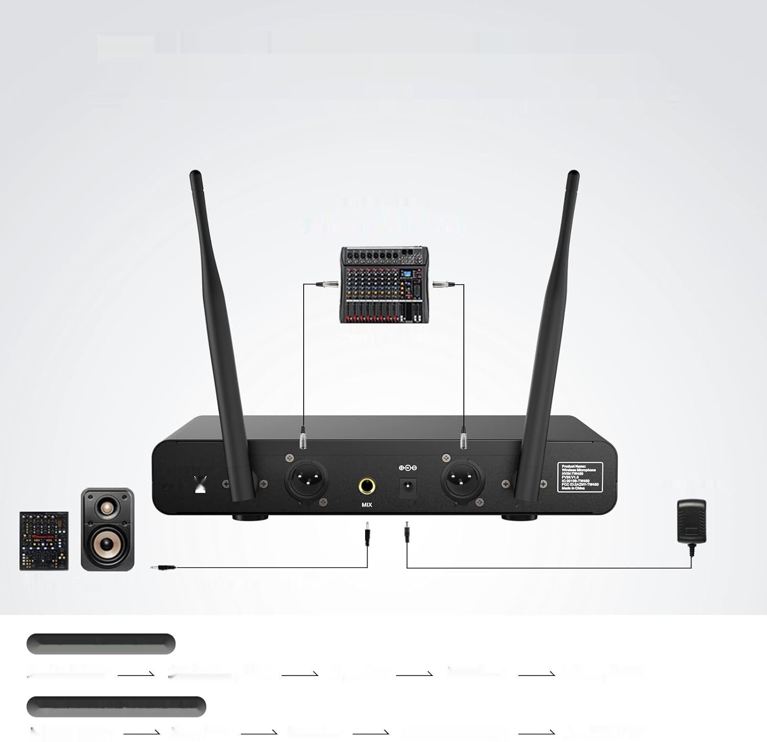 TONOR mikrofony bezprzewodowe, system podwójny UHF, 60M, czerwono-szary