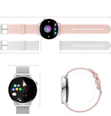 Erkwei Smartwatch damski z Bluetooth, ekran 1,32", z krokomierzem, monitorem tętna