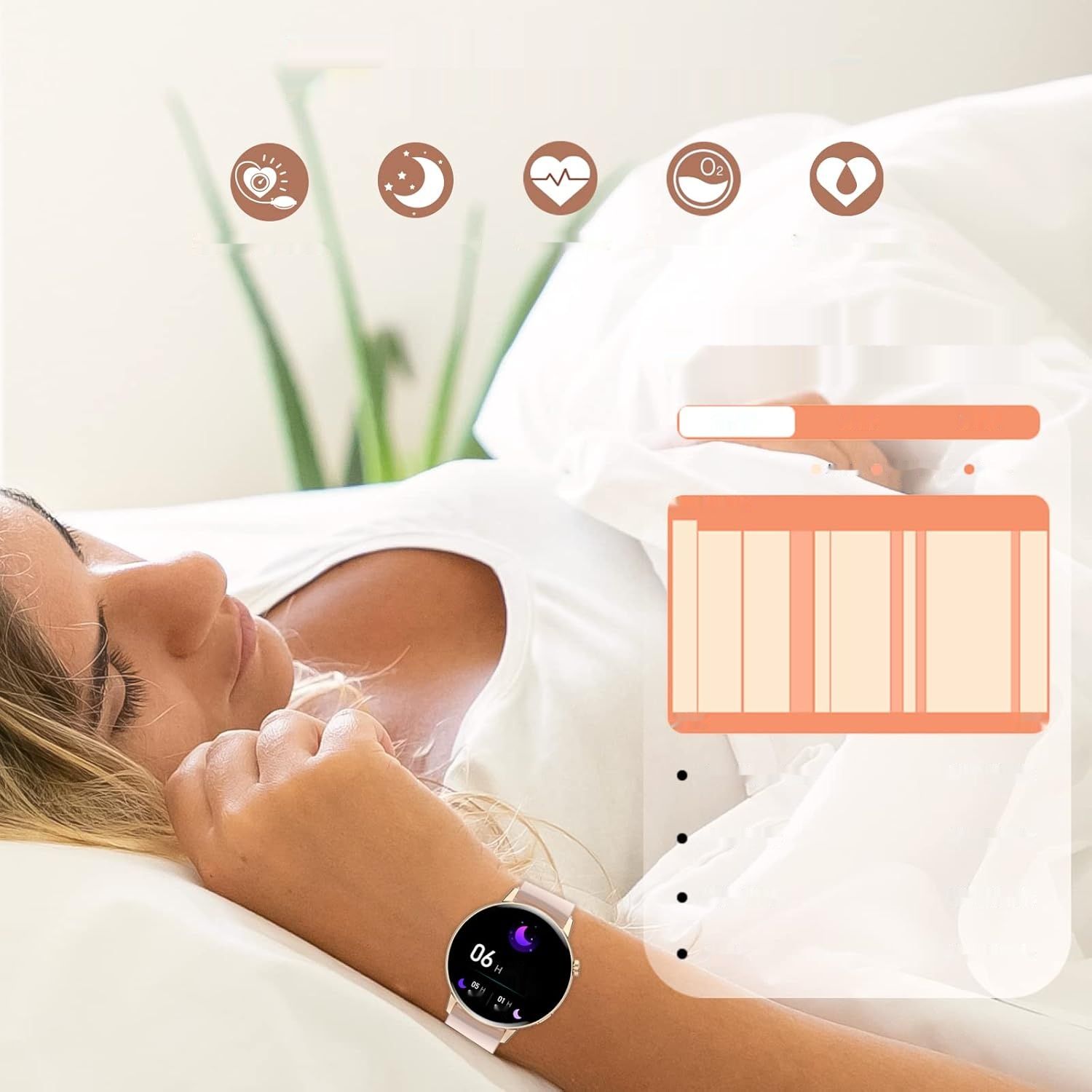 Smartwatch damski 1,32&quot; Tętno Sen 3 pasek Wodoodporny dla iOS Android