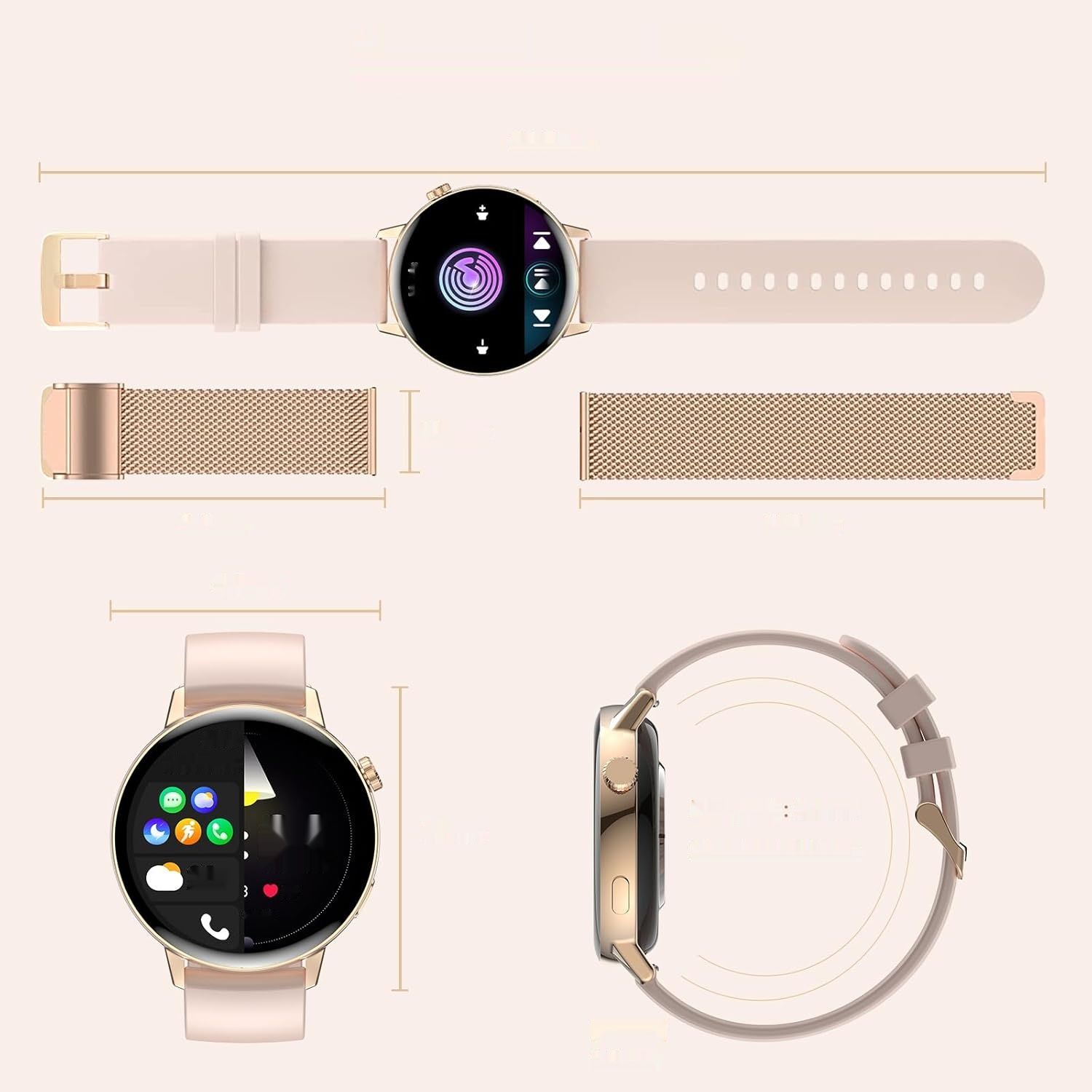 Smartwatch damski 1,32&quot; Tętno Sen 3 pasek Wodoodporny dla iOS Android
