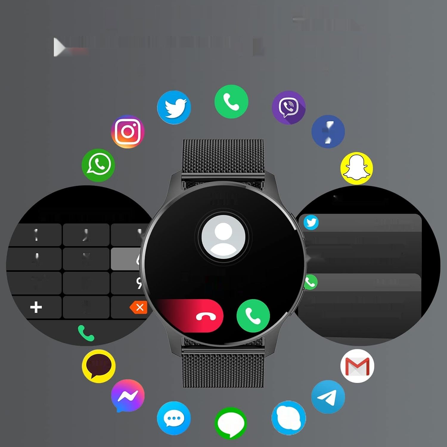 Erkwei Montre Connectée Damska Bluetooth 1.32&quot; Smartwatch, 3 Bransoletki