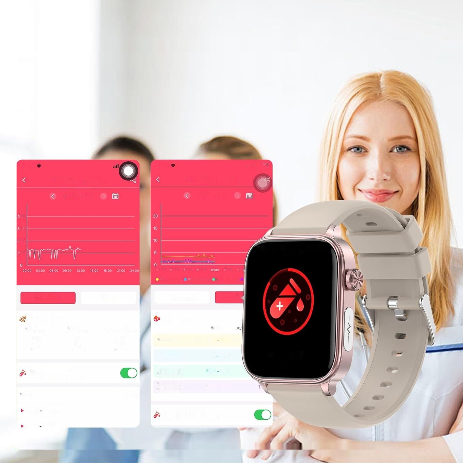 2024 Smartwatch EKG/SOS/BMI/Sen, 1,96&quot; Monitor serca, SpO2, 100+ sport, IP68