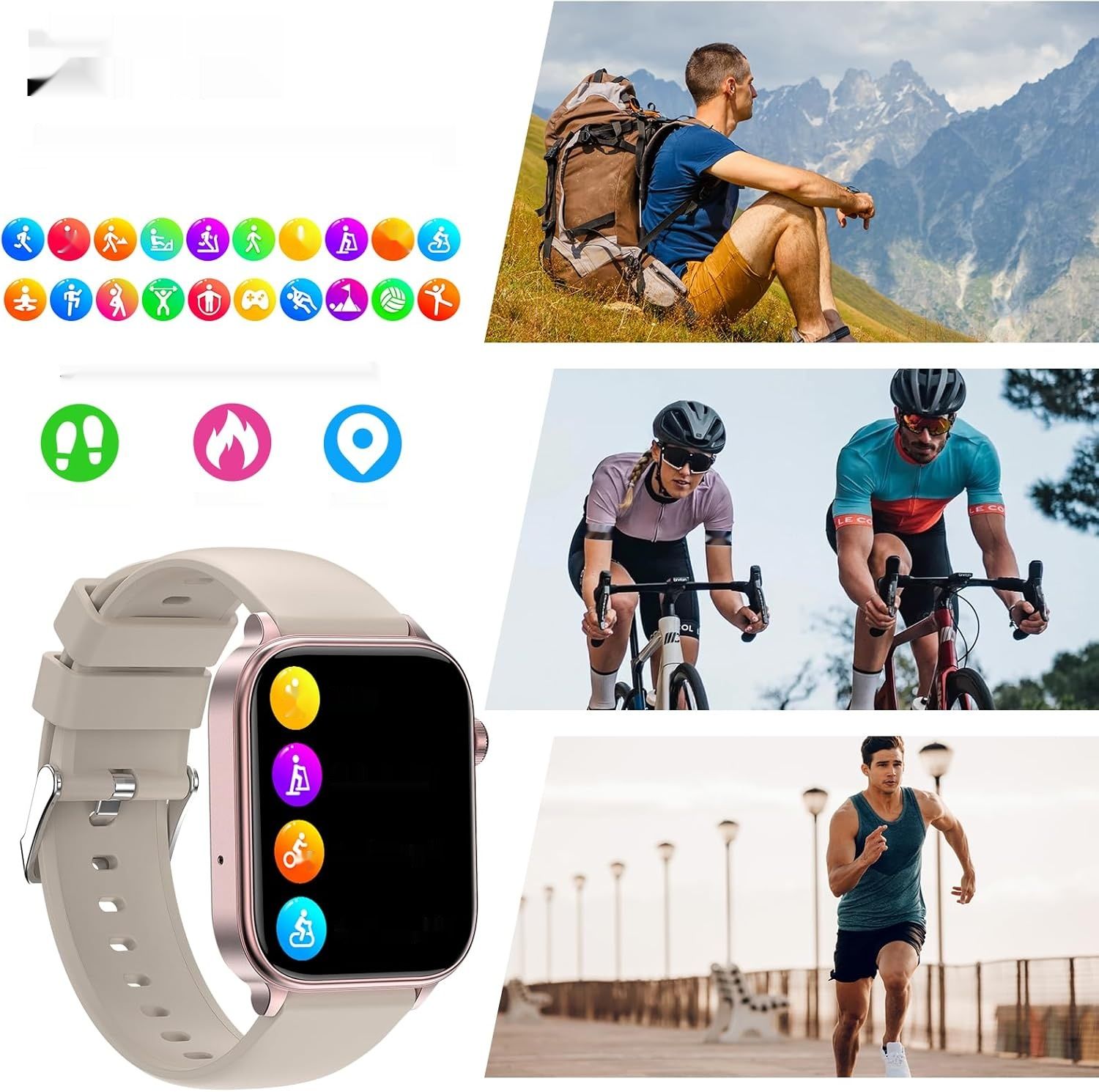 2024 Smartwatch EKG/SOS/BMI/Sen, 1,96&quot; Monitor serca, SpO2, 100+ sport, IP68