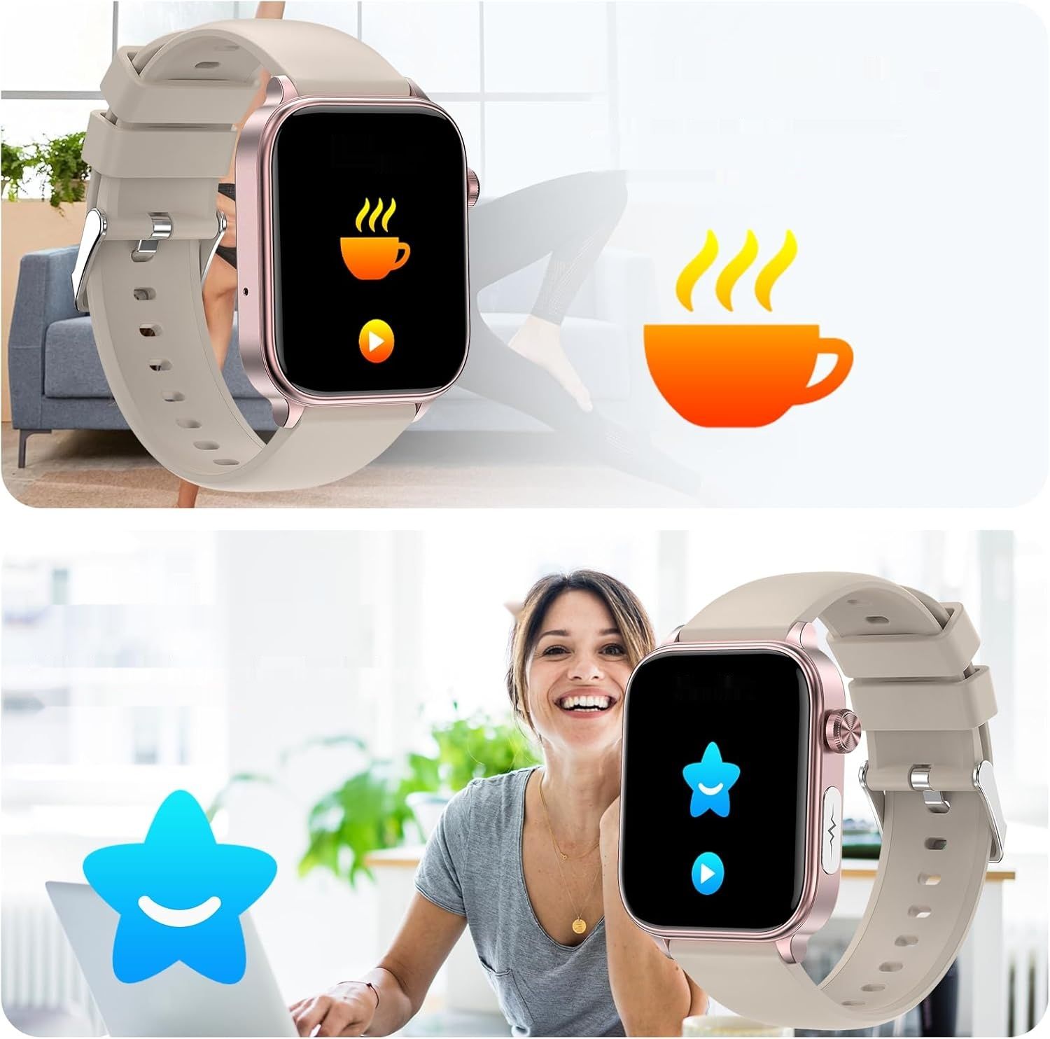 2024 Smartwatch EKG/SOS/BMI/Sen, 1,96&quot; Monitor serca, SpO2, 100+ sport, IP68