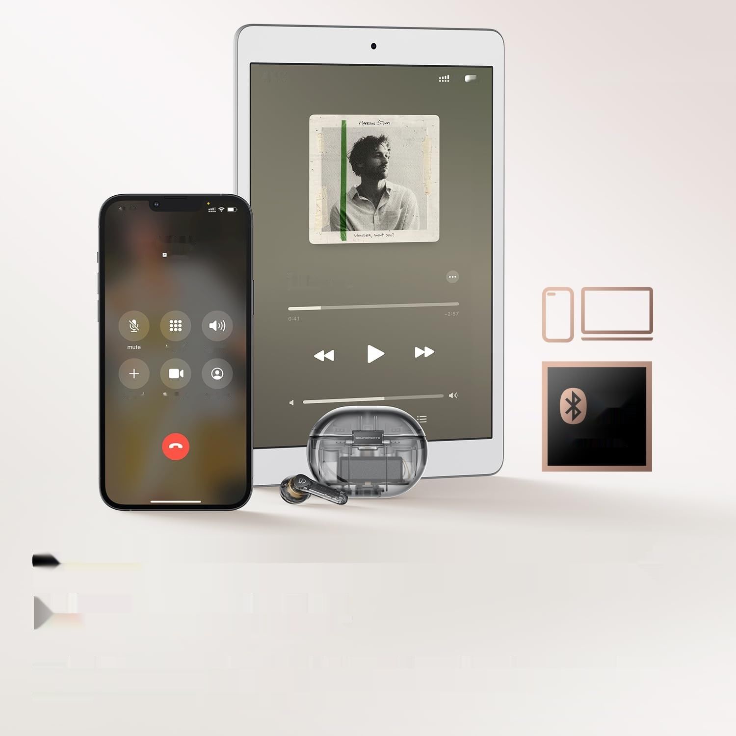 SoundPEATS Air4 Pro Słuchawki Bluetooth 5.3 ANC, 6 mikrofonów, 26 godzin