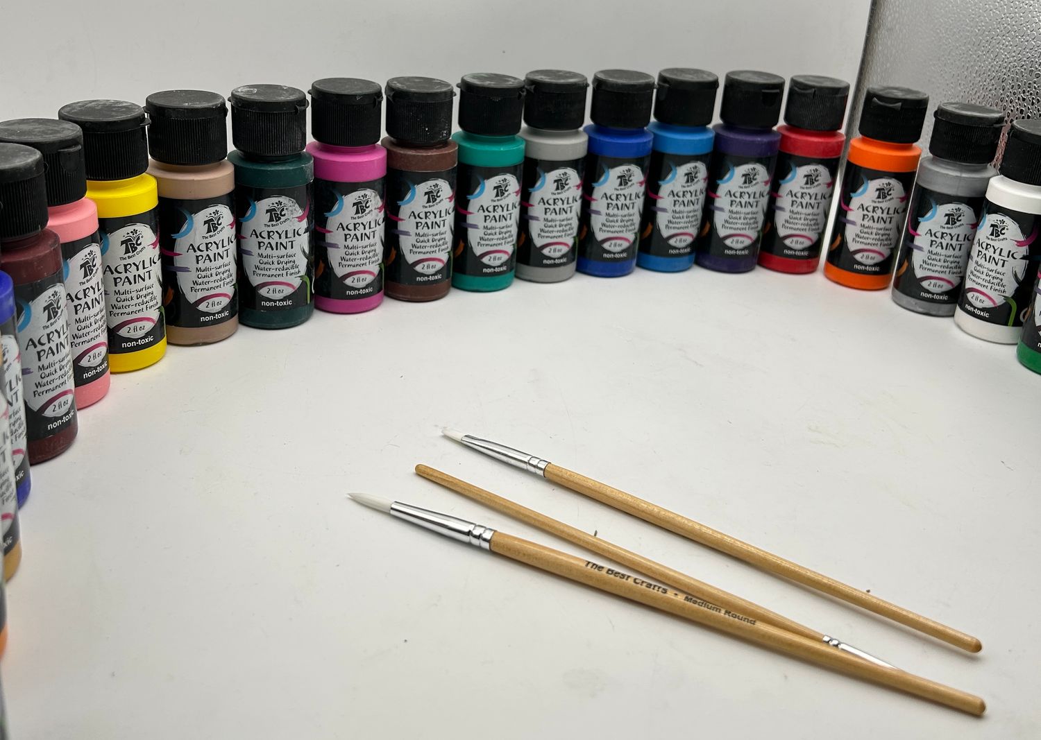 TBC Zestaw Farb Akrylowych 36x60ml z 3 Pędzlami, Wodoodporne, Szybkoschnące