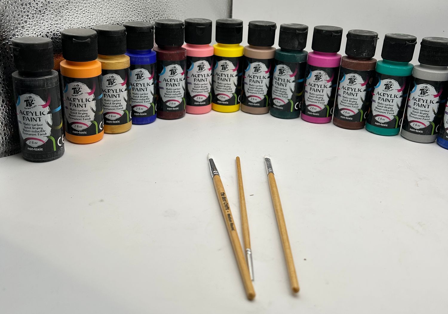 TBC Zestaw Farb Akrylowych 36x60ml z 3 Pędzlami, Wodoodporne, Szybkoschnące