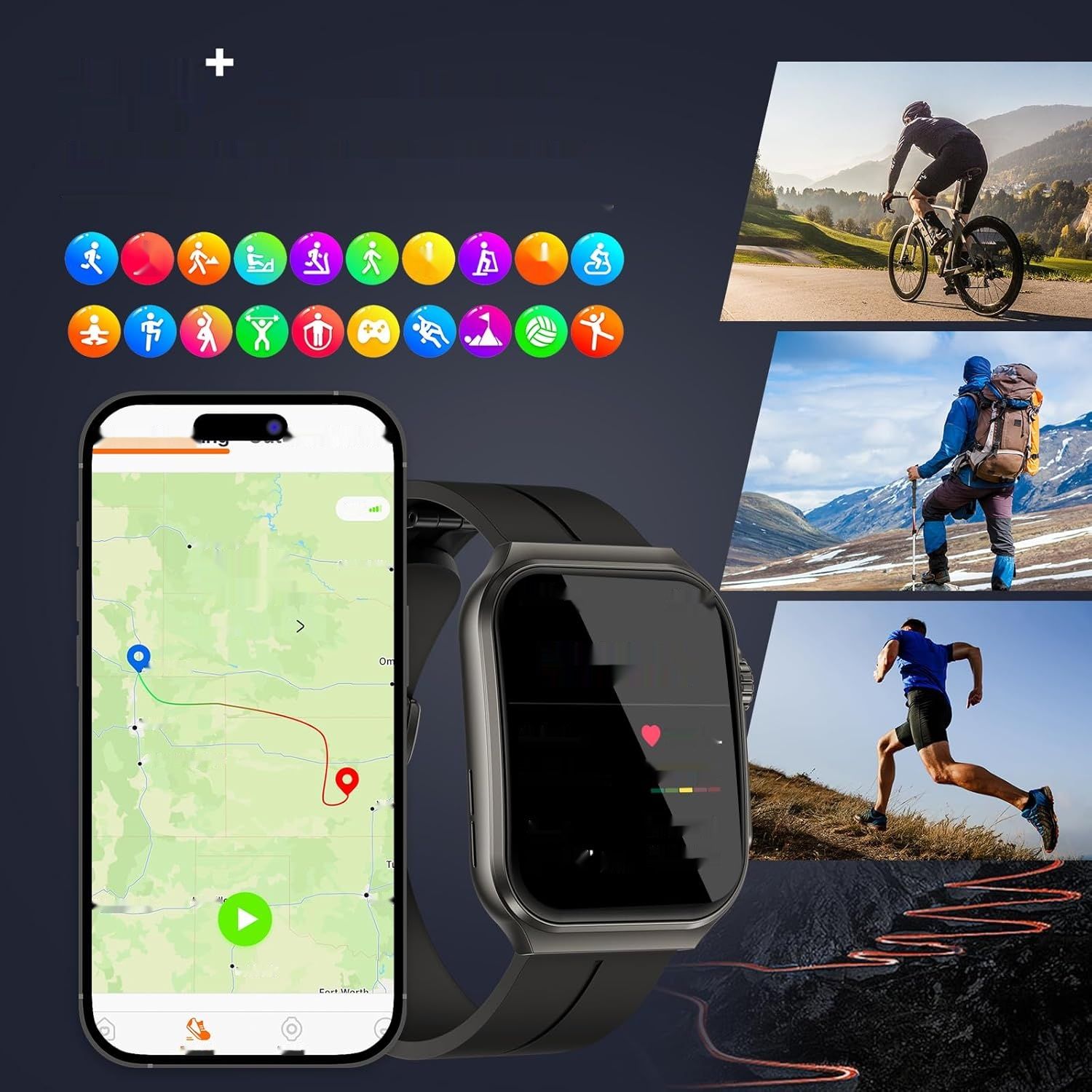 2024 Smartwatch ECG z funkcją rozmów/1,96&quot;, czarną opaską