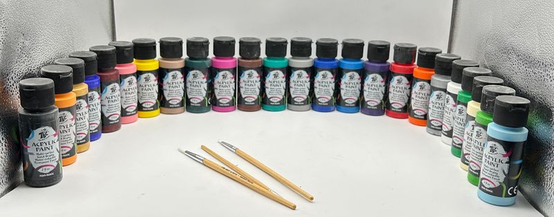 TBC Zestaw Farb Akrylowych 36x60ml z 3 Pędzlami, Wodoodporne, Szybkoschnące