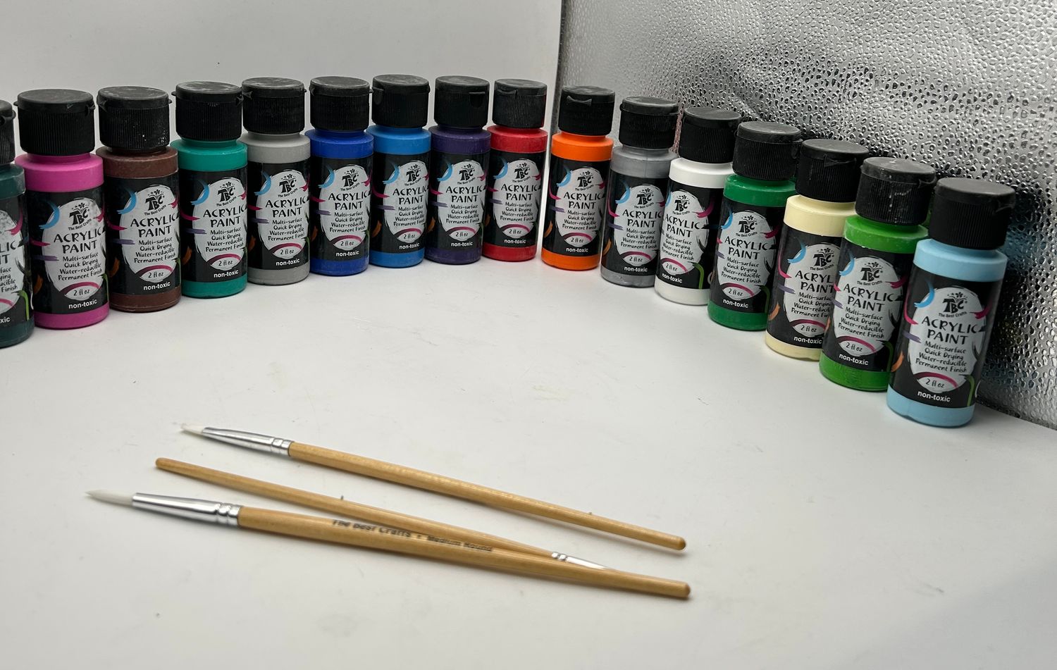 TBC Zestaw Farb Akrylowych 36x60ml z 3 Pędzlami, Wodoodporne, Szybkoschnące