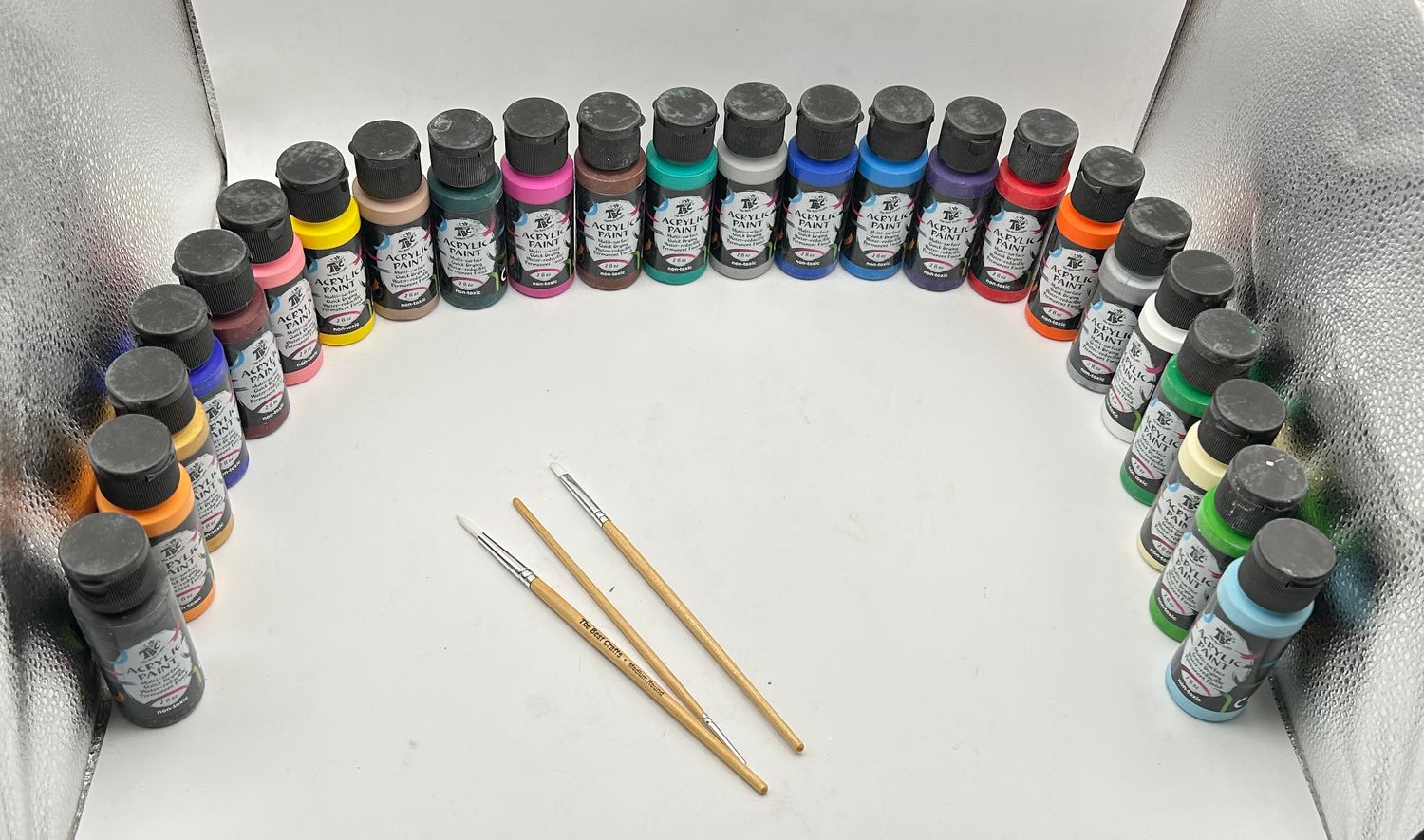 TBC Zestaw Farb Akrylowych 36x60ml z 3 Pędzlami, Wodoodporne, Szybkoschnące