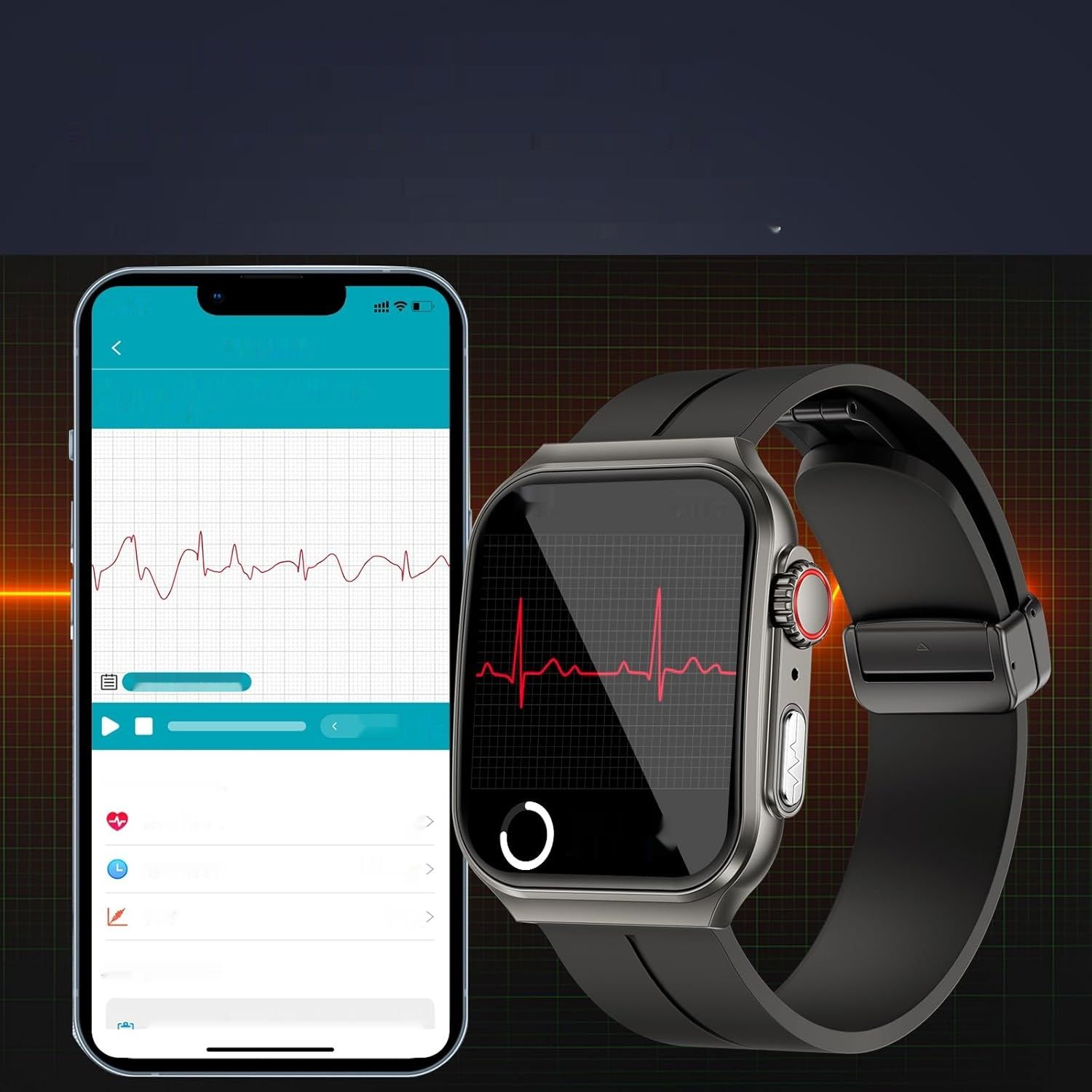 2024 Smartwatch ECG z funkcją rozmów/1,96&quot;, czarną opaską