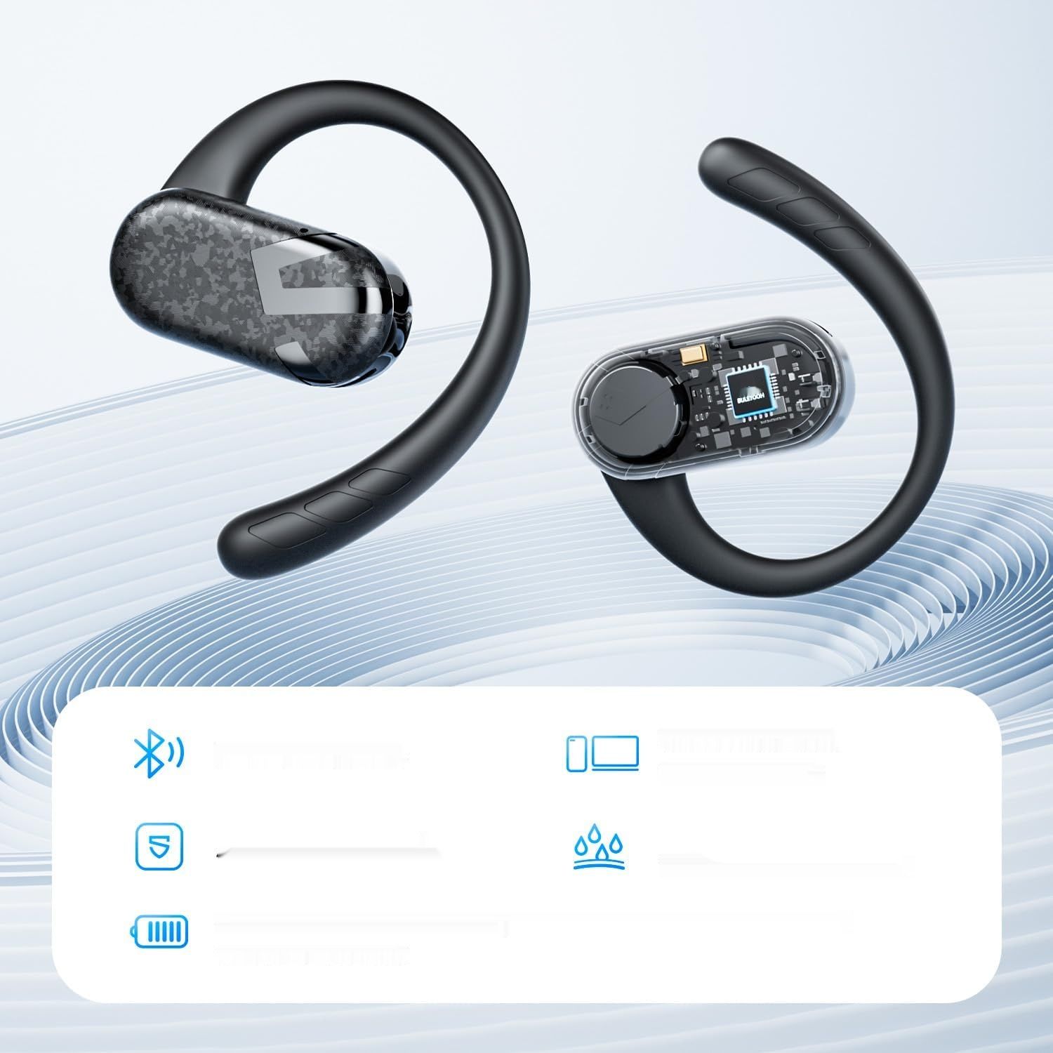 SoundPEATS Breezy Open Ear Słuchawki Bluetooth 5.4, 40h pracy na baterii.