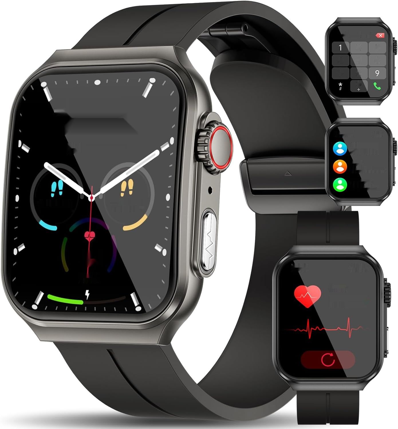 2024 Smartwatch ECG z funkcją rozmów/1,96&quot;, czarną opaską