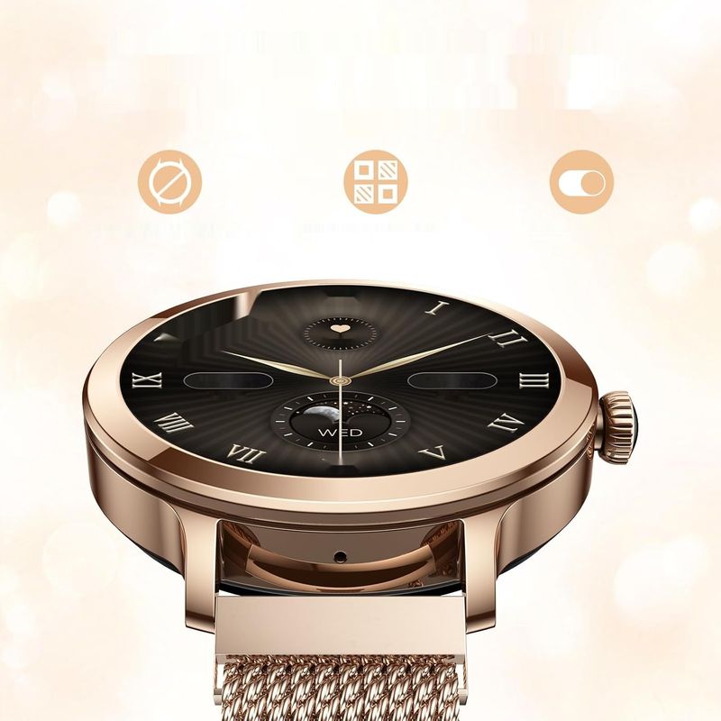 Smartwatch damski z funkcją telefonu, AMOLED 1,1", IP68, 114 trybów sportowych.
