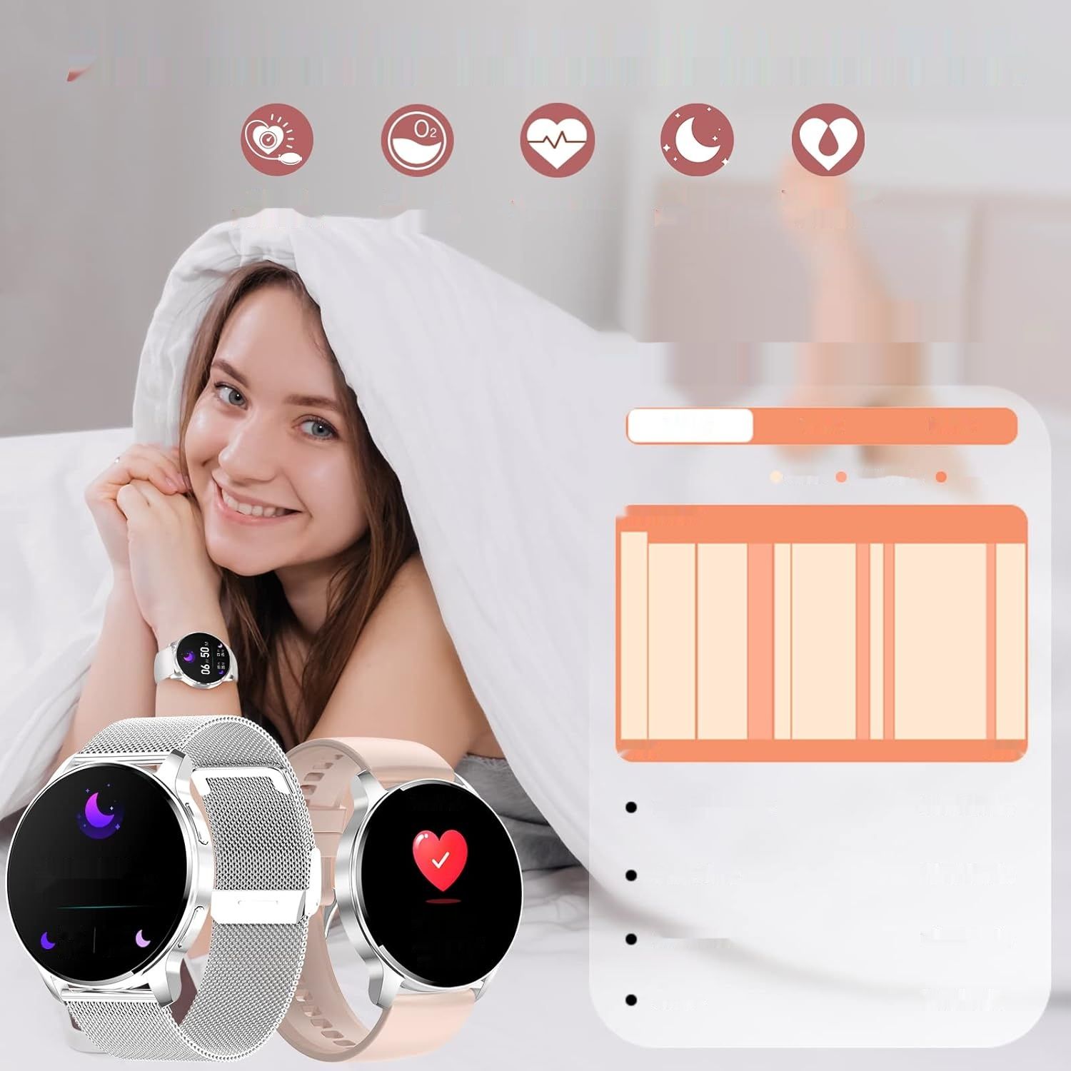Erkwei Damski Smartwatch z rozmowami Bluetooth, 1,32-calowy Tracker Fitness