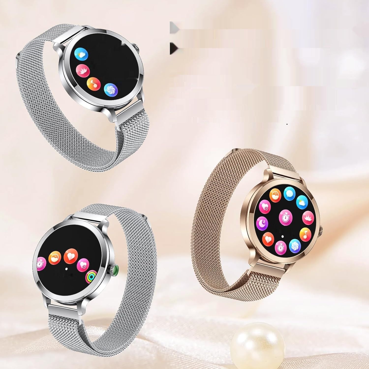 Smartwatch damski z funkcją telefonu, AMOLED 1,1&quot;, IP68, 114 trybów sportowych.