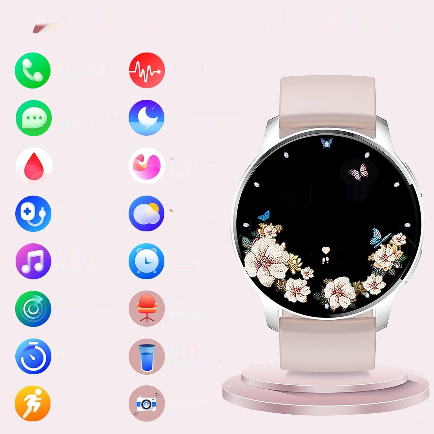Erkwei Damski Smartwatch z rozmowami Bluetooth, 1,32-calowy Tracker Fitness