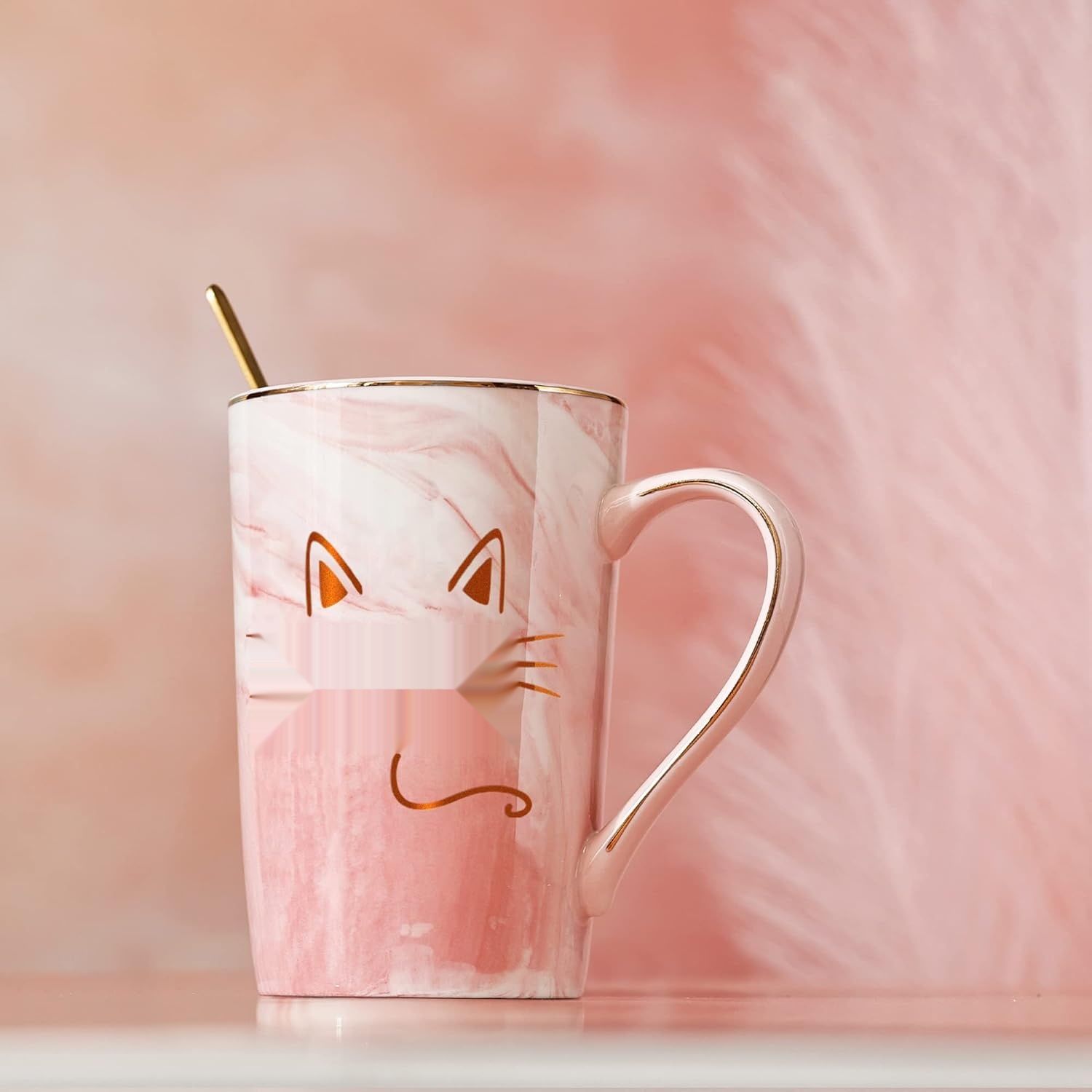 Kubek dla Kociej Mamy 400 ml Różowy