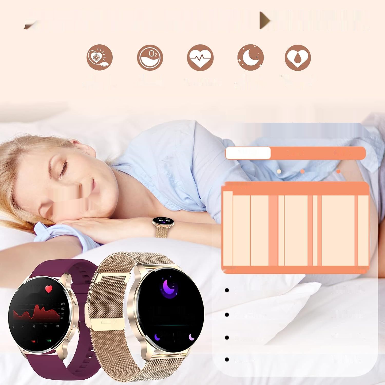 Damski Smartwatch: Połączenia Bluetooth i Asystent AI, Wodoodporny.