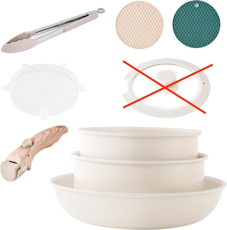 RIOVARM Indukcja Zestaw garnków i patelni z odłączanymi uchwytami