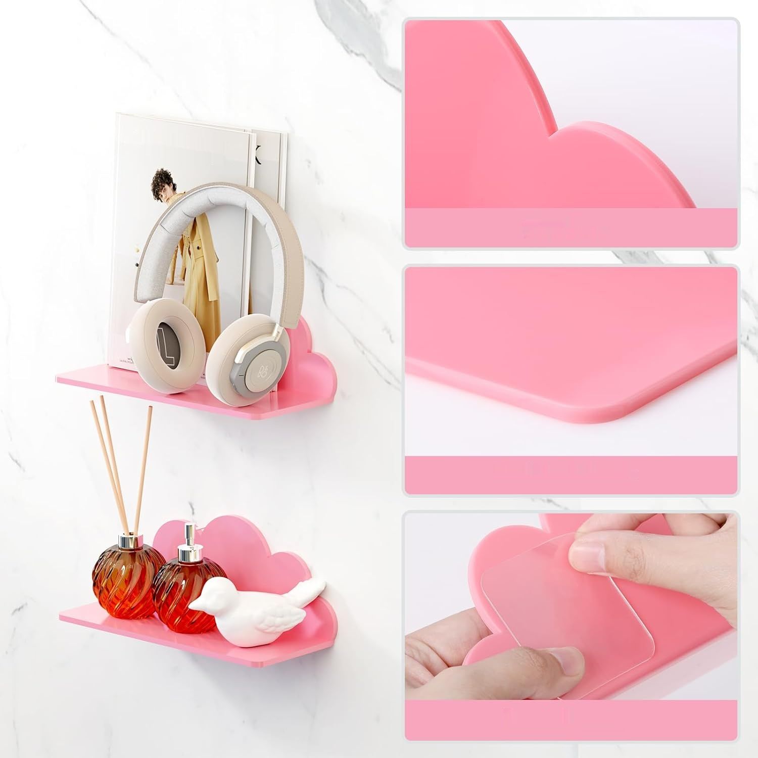 Toski Etagere Ścienna Zestaw 2, 26cm Chmurki Półka, Łatwa do Czyszczenia