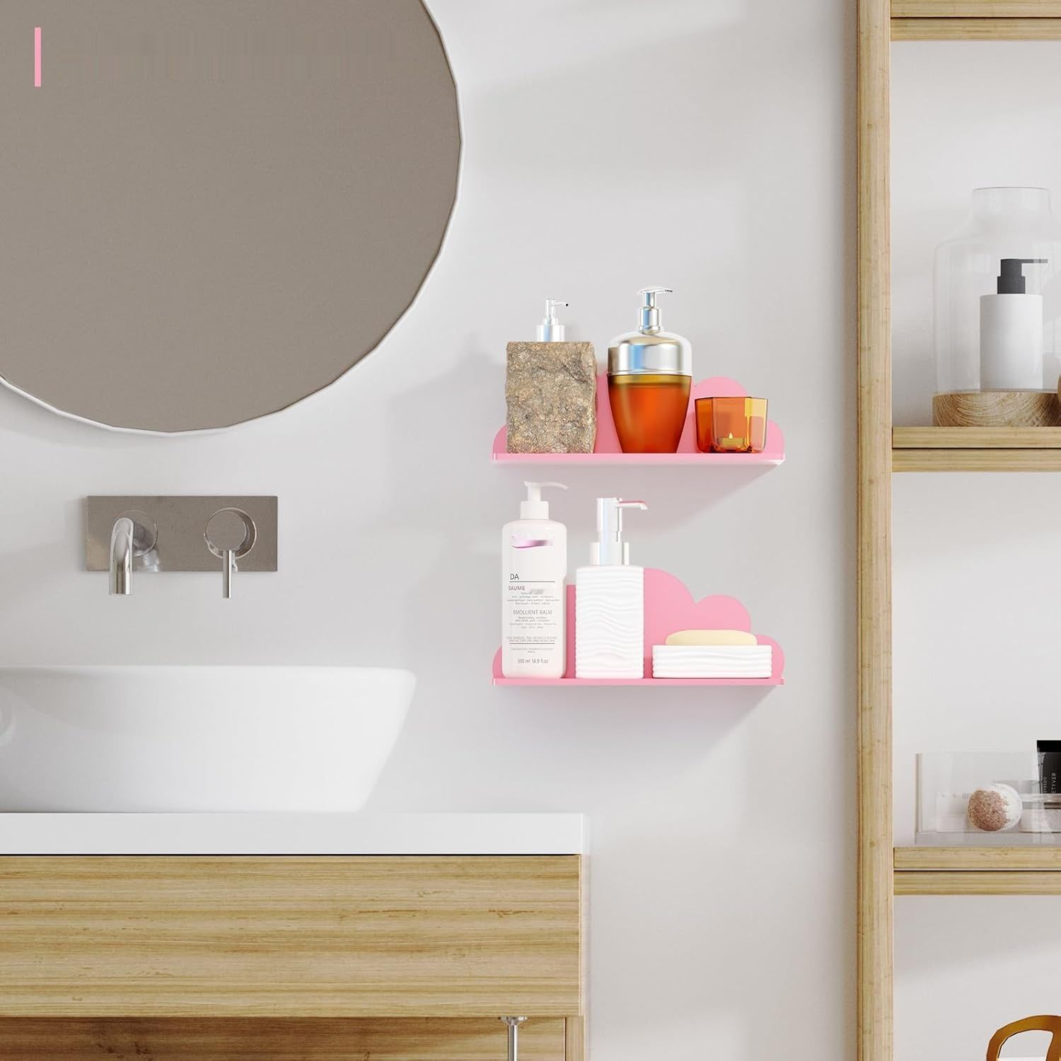Toski Etagere Ścienna Zestaw 2, 26cm Chmurki Półka, Łatwa do Czyszczenia