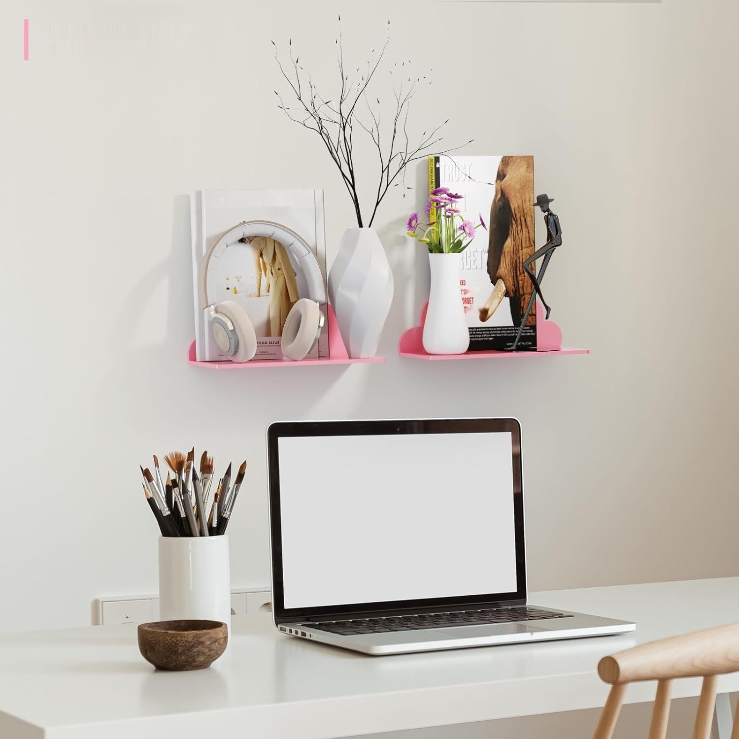 Toski Etagere Ścienna Zestaw 2, 26cm Chmurki Półka, Łatwa do Czyszczenia