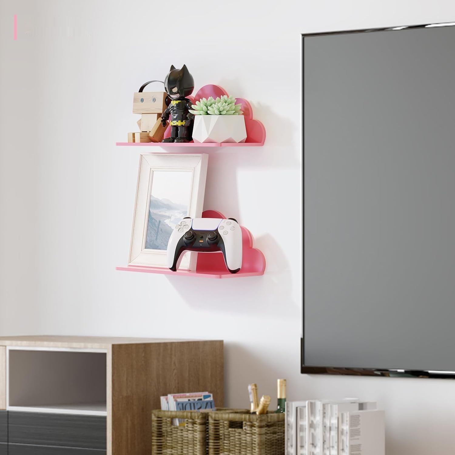 Toski Etagere Ścienna Zestaw 2, 26cm Chmurki Półka, Łatwa do Czyszczenia