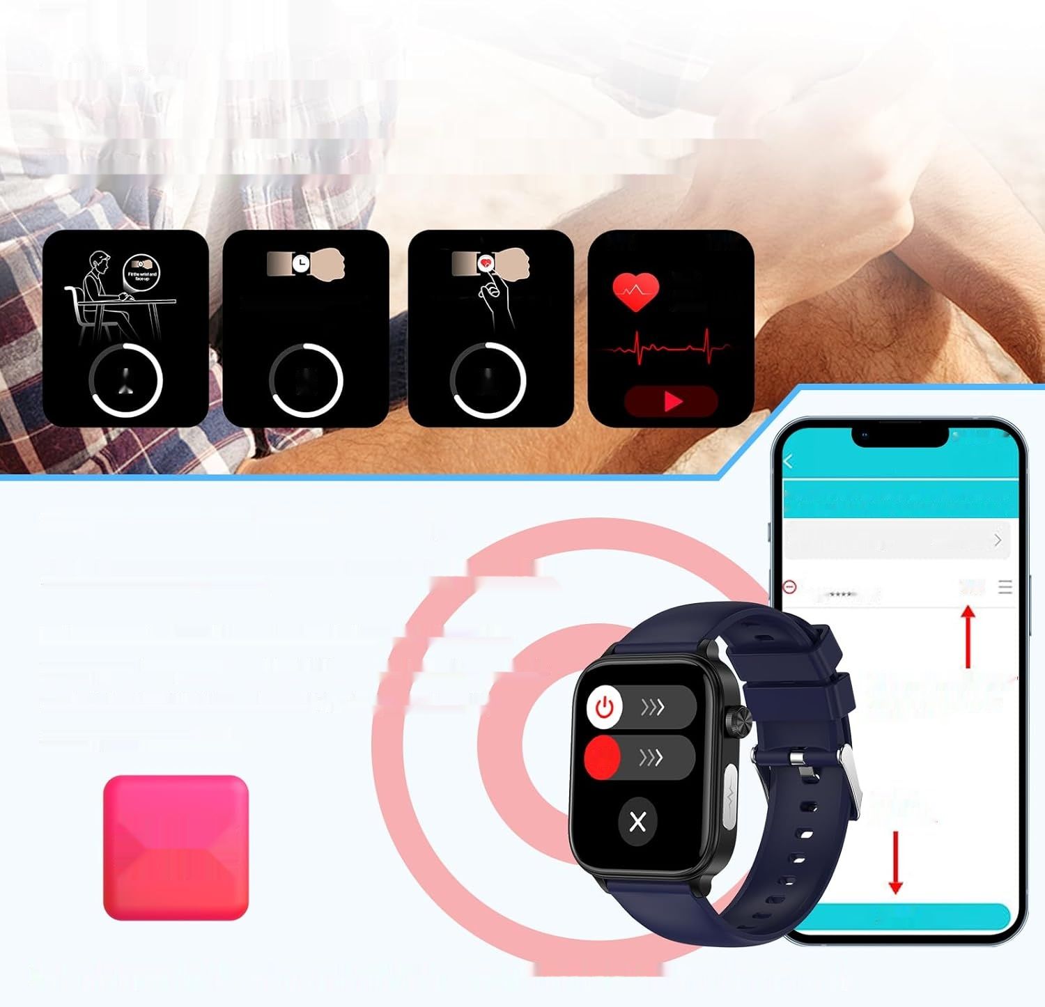 Inteligentny Zegarek ECG 2024, 1.96&quot; Smartwatch, IP68 Android iOS